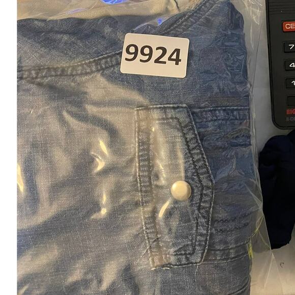 Life in Progress Womens Snap Front Ombre Long Sleeve Blue White Shirt Small - Picture 10 of 10